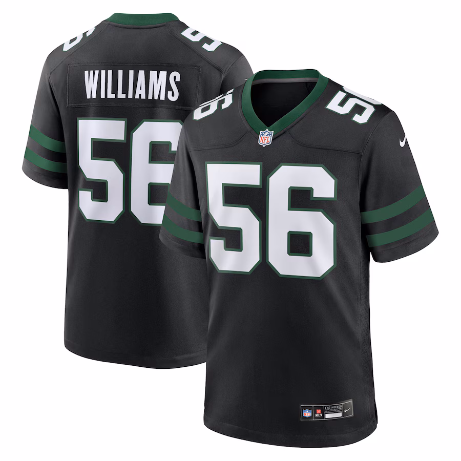 Men's New York Jets Quincy Williams Nike Legacy Black Alternate Game Jersey - Ujersey Shop