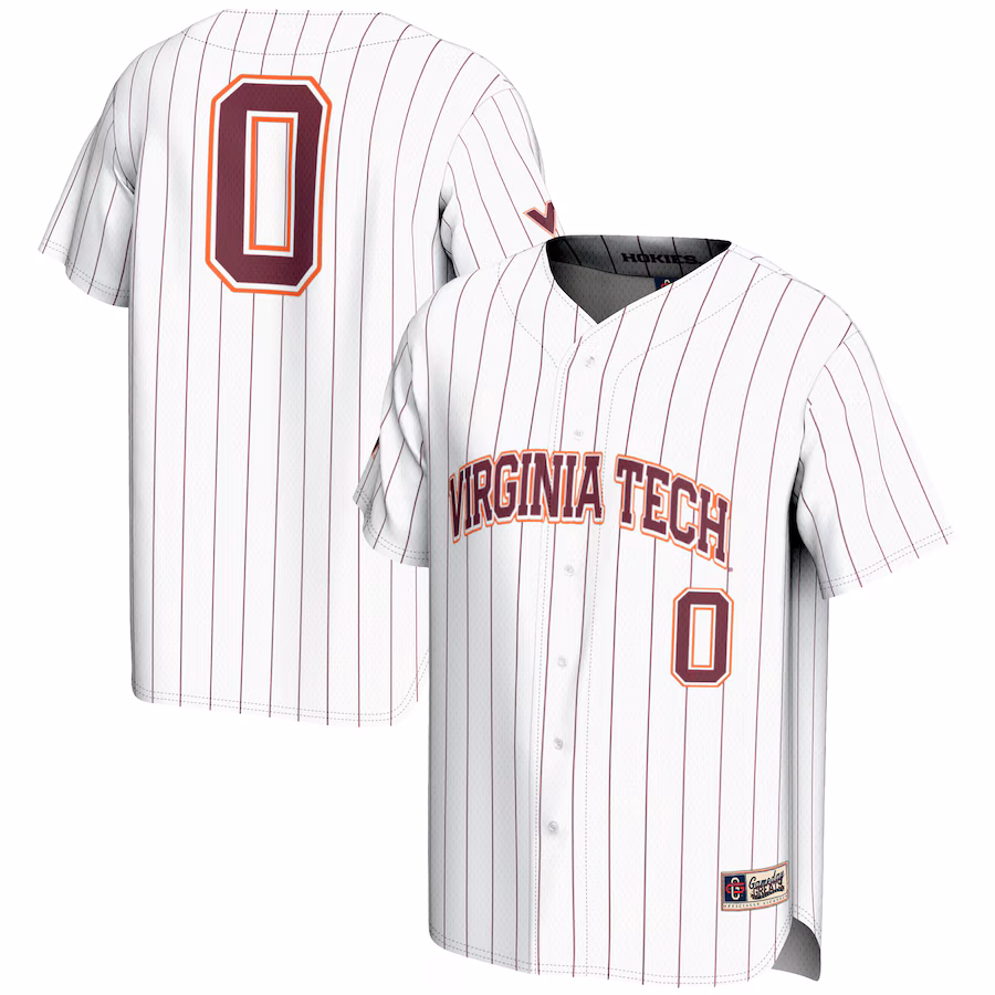 Men's GameDay Greats #0 White Virginia Tech Hokies Lightweight Baseball Fashion Jersey - Ujersey Shop
