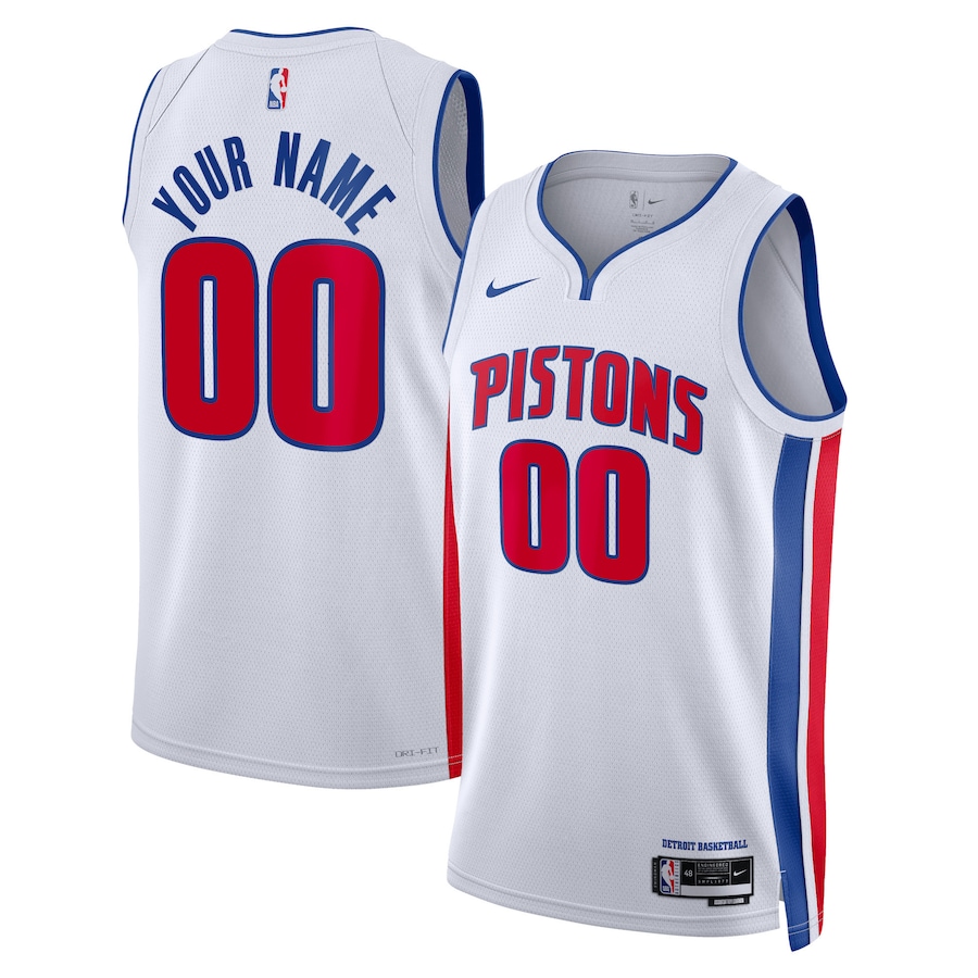 Unisex Detroit Pistons Nike White Swingman Custom Jersey - Association Edition - Ujersey Shop