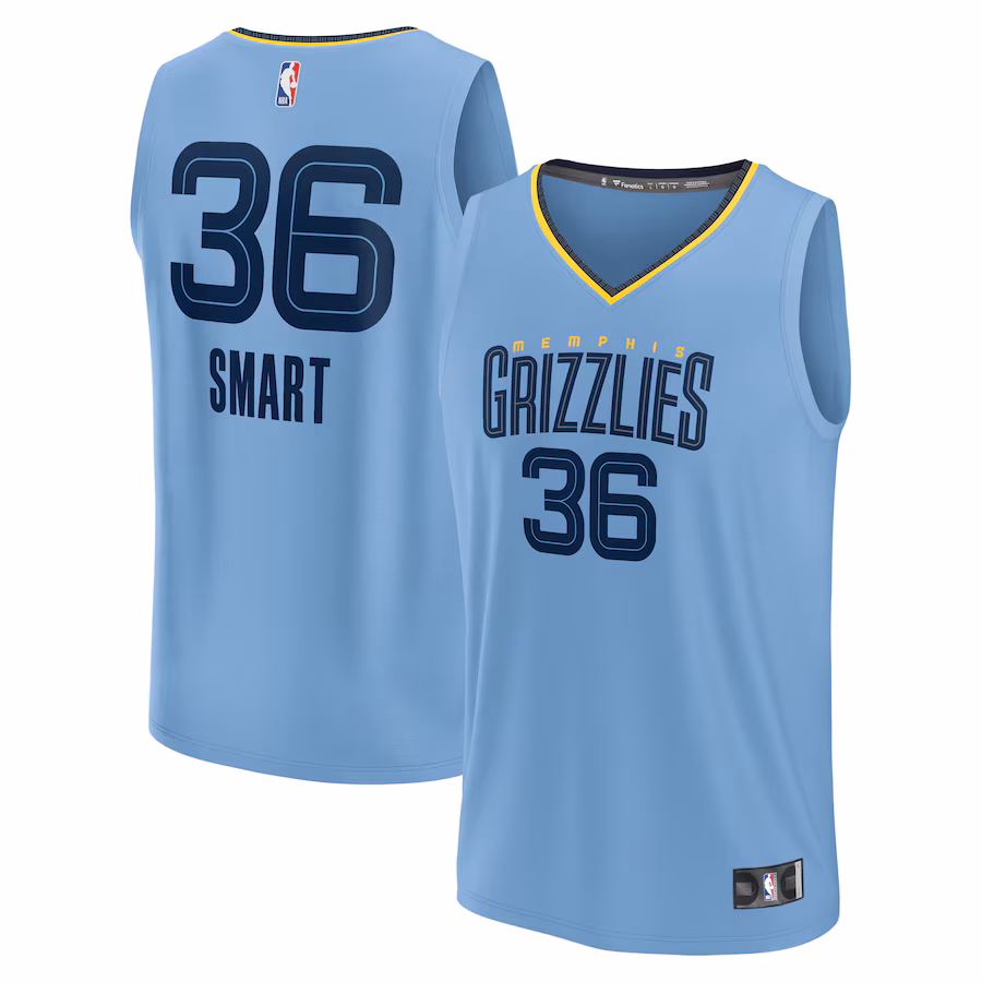 Men's Memphis Grizzlies Marcus Smart Fanatics Light Blue Fast Break Player Jersey - Statement Edition - Ujersey Shop