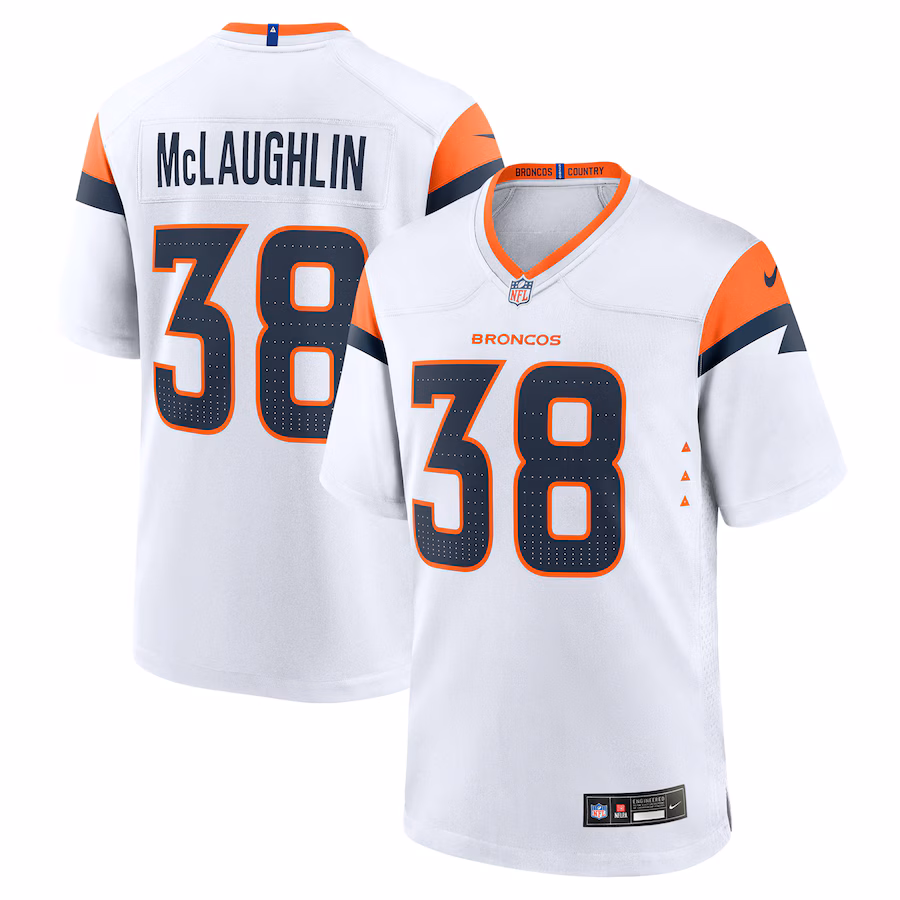 Men's Denver Broncos Jaleel McLaughlin Nike White Game Jersey - Ujersey Shop