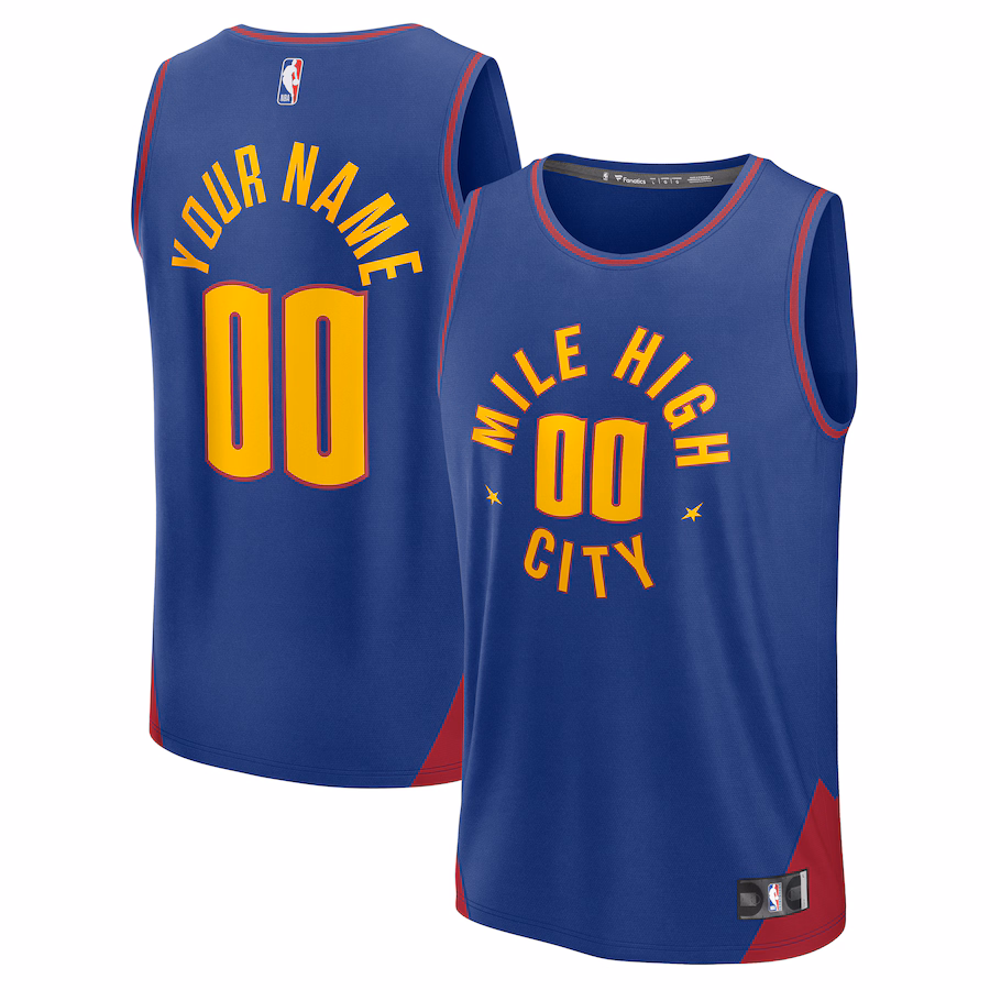 Men's Denver Nuggets Fanatics Blue Fast Break Custom Jersey - Statement Edition - Ujersey Shop