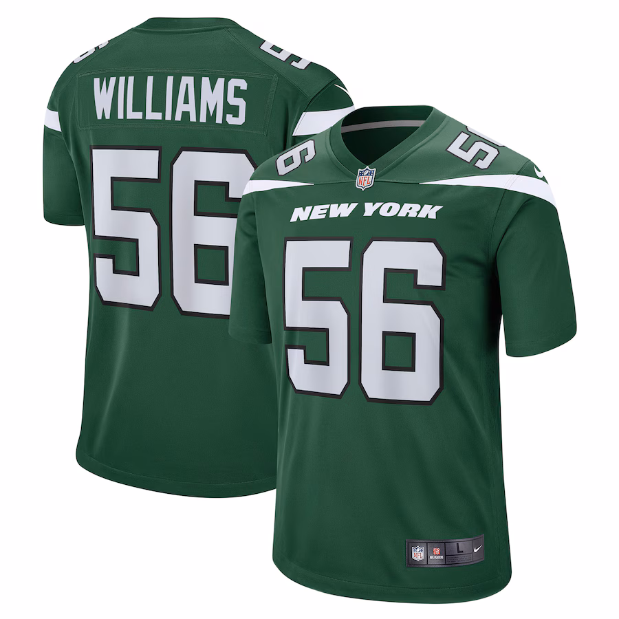 Men's New York Jets Quincy Williams Nike Gotham Green Game Jersey - Ujersey Shop
