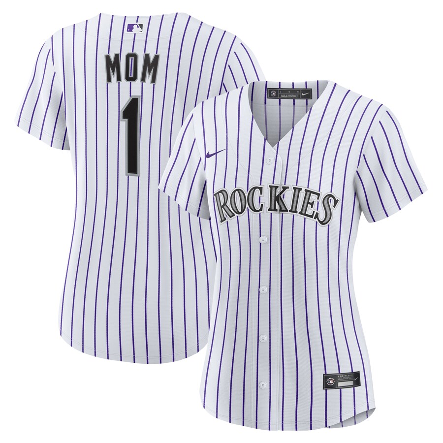 Women's Colorado Rockies Nike White #1 Mom Home Replica Jersey - Ujersey Shop