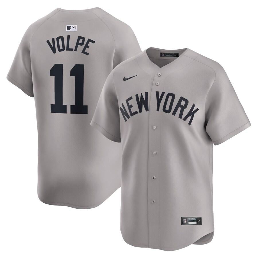 Men's New York Yankees Anthony Volpe Nike Gray Away Limited Player Jersey - Ujersey Shop
