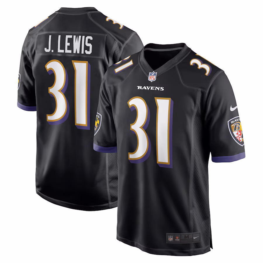 Men's Baltimore Ravens Jamal Lewis Nike Black Retired Player Alternate Game Jersey - Ujersey Shop