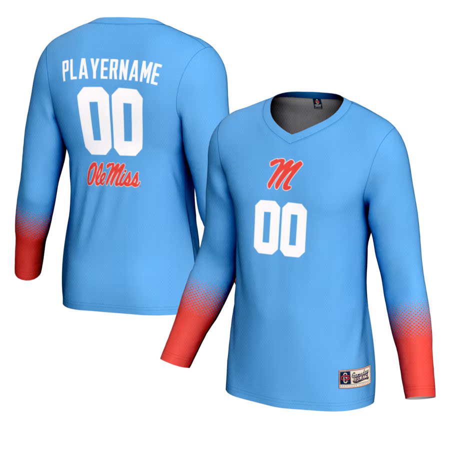 Ole Miss Rebels GameDay Greats Unisex NIL Pick-A-Player Lightweight Women's Volleyball Jersey - Powder Blue - Ujersey Shop