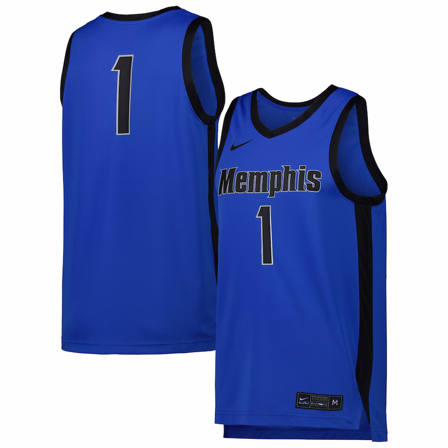 #1 Memphis Tigers Nike Replica Basketball Jersey - Blue - Ujersey Shop
