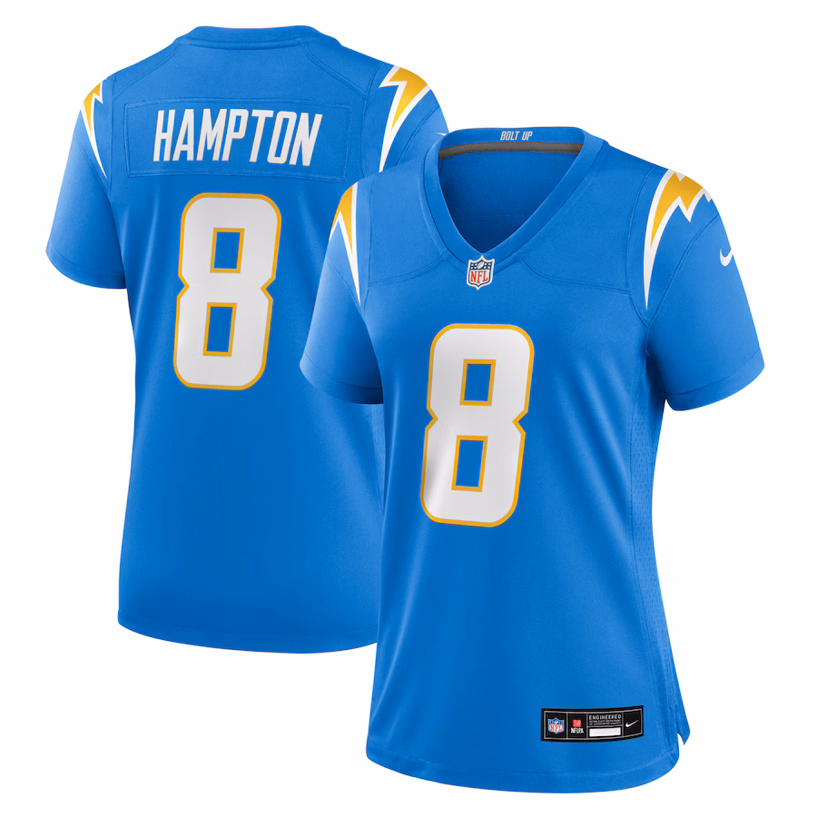Women's Los Angeles Chargers Omarion Hampton Nike Powder Blue Team Game Jersey - Ujersey Shop