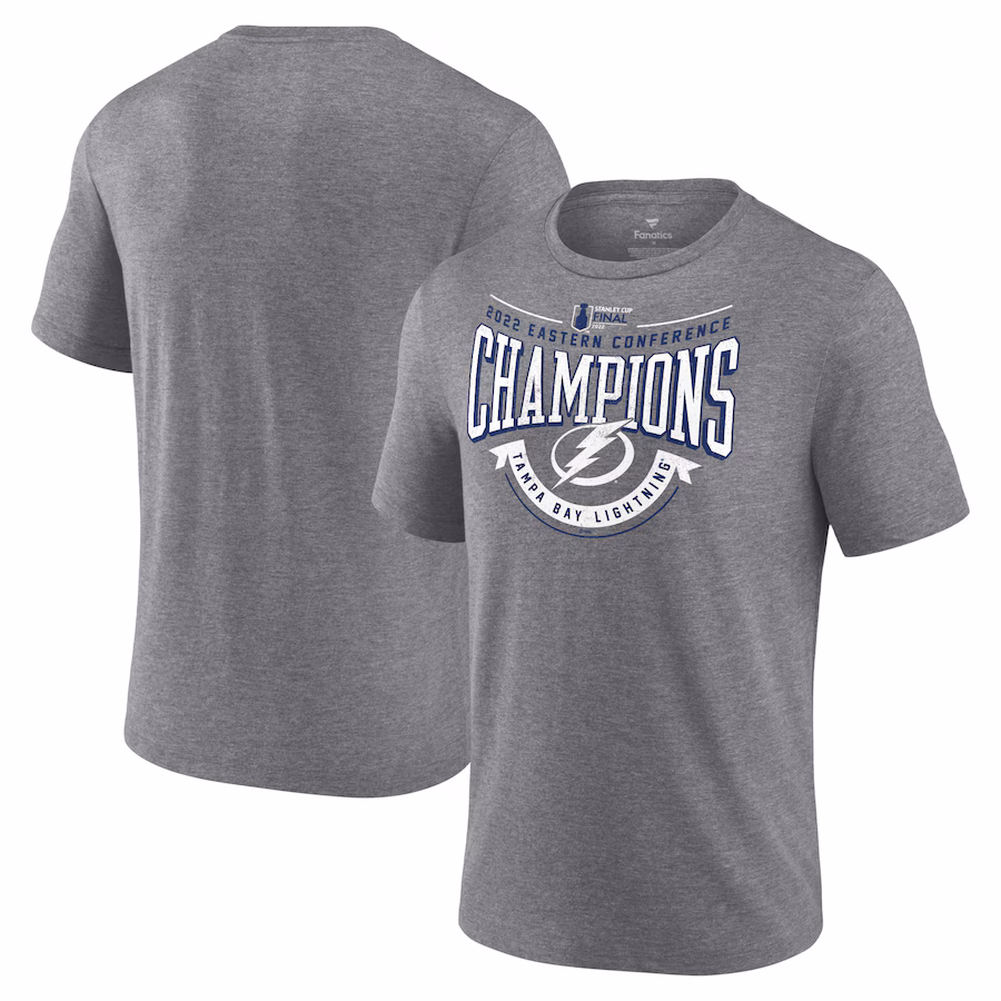 Men's Tampa Bay Lightning Fanatics Heathered Gray 2022 Eastern Conference Champions Go Ahead Goal Tri-Blend T-Shirt - Ujersey Shop