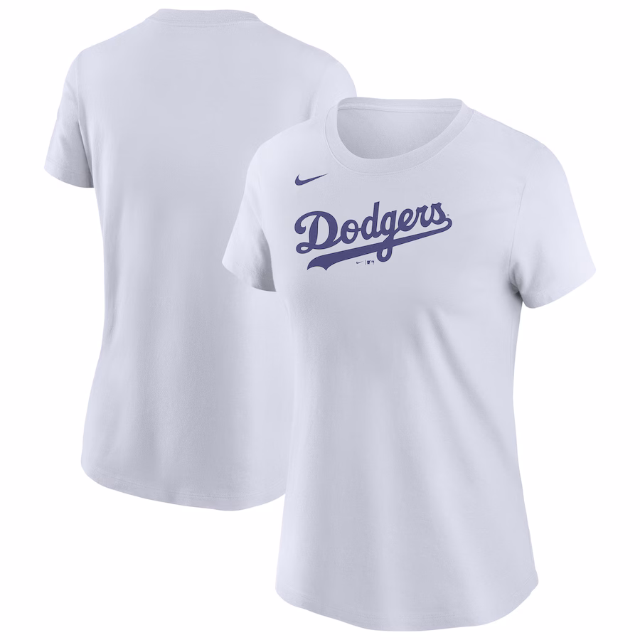 Women's Los Angeles Dodgers Nike White Wordmark T-Shirt - Ujersey Shop