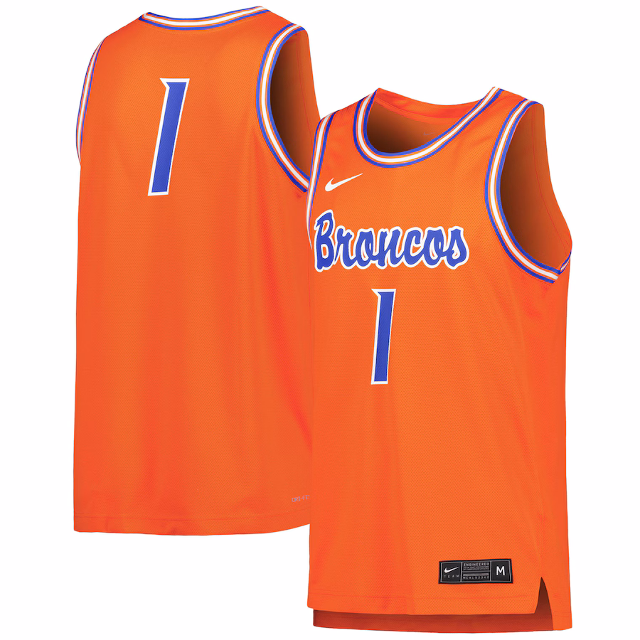Men's Nike #1 Orange Boise State Broncos Replica Basketball Jersey - Ujersey Shop