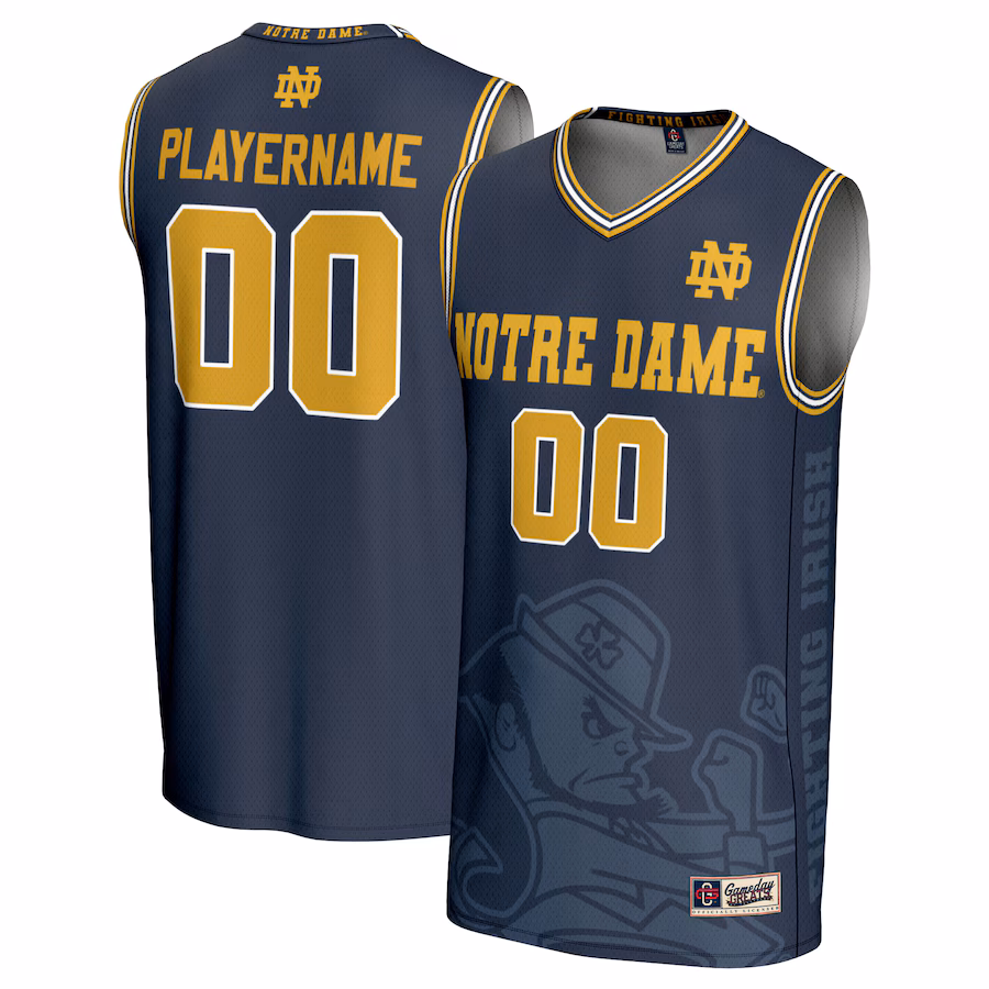 Notre Dame Fighting Irish GameDay Greats Youth NIL Pick-A-Player Women's Basketball Lightweight Icon Print Jersey - Navy - Ujersey Shop
