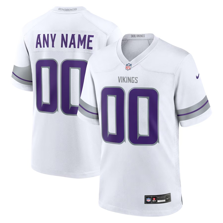 Men's Minnesota Vikings Nike White Alternate Custom Game Jersey - Ujersey Shop