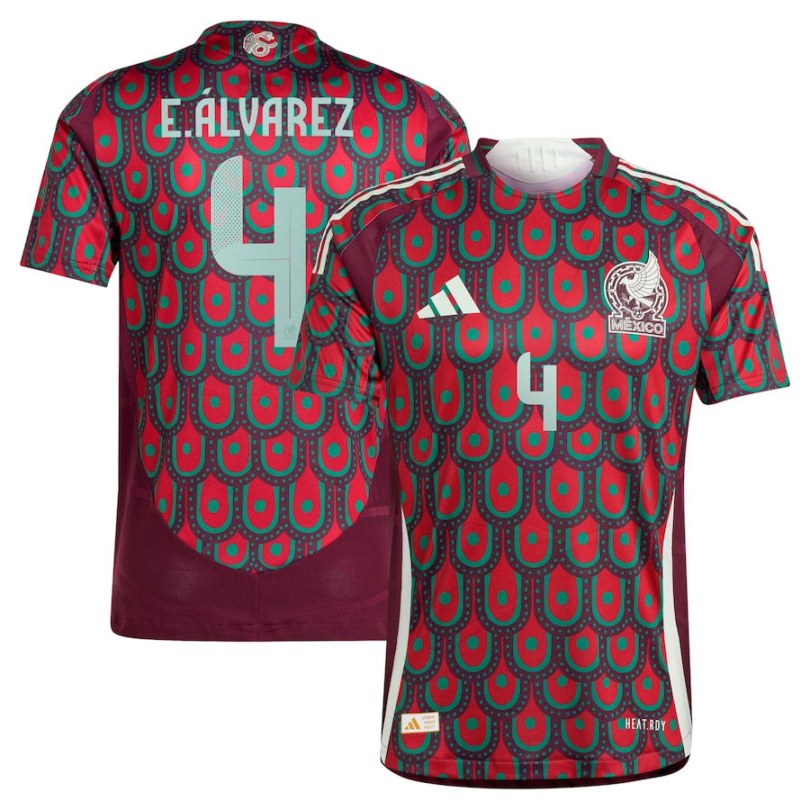 Men's Mexico National Team Edson Alvarez adidas Burgundy 2024 Home Authentic Player Jersey - Ujersey Shop