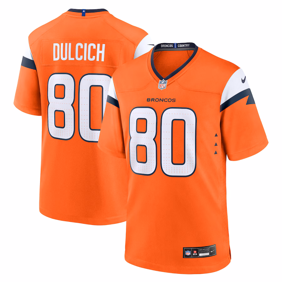 Men's Denver Broncos Greg Dulcich Nike Orange Team Game Jersey - Ujersey Shop