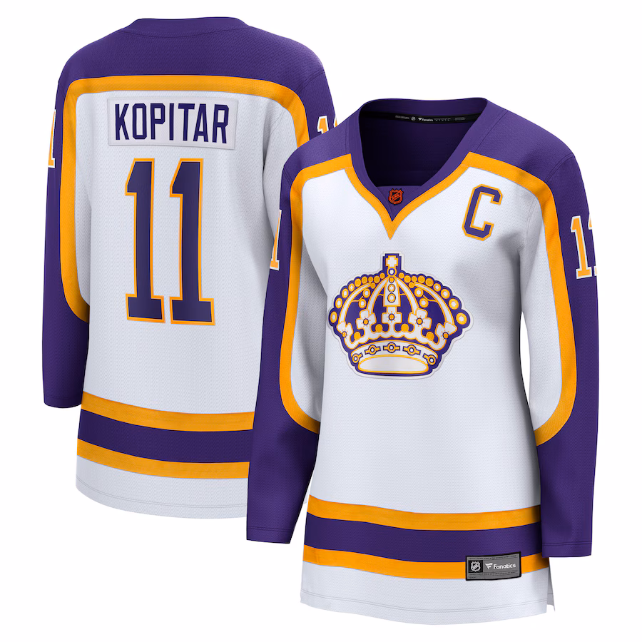 Women's Los Angeles Kings Anze Kopitar Fanatics White Special Edition 2.0 Breakaway Captain's Patch Jersey - Ujersey Shop