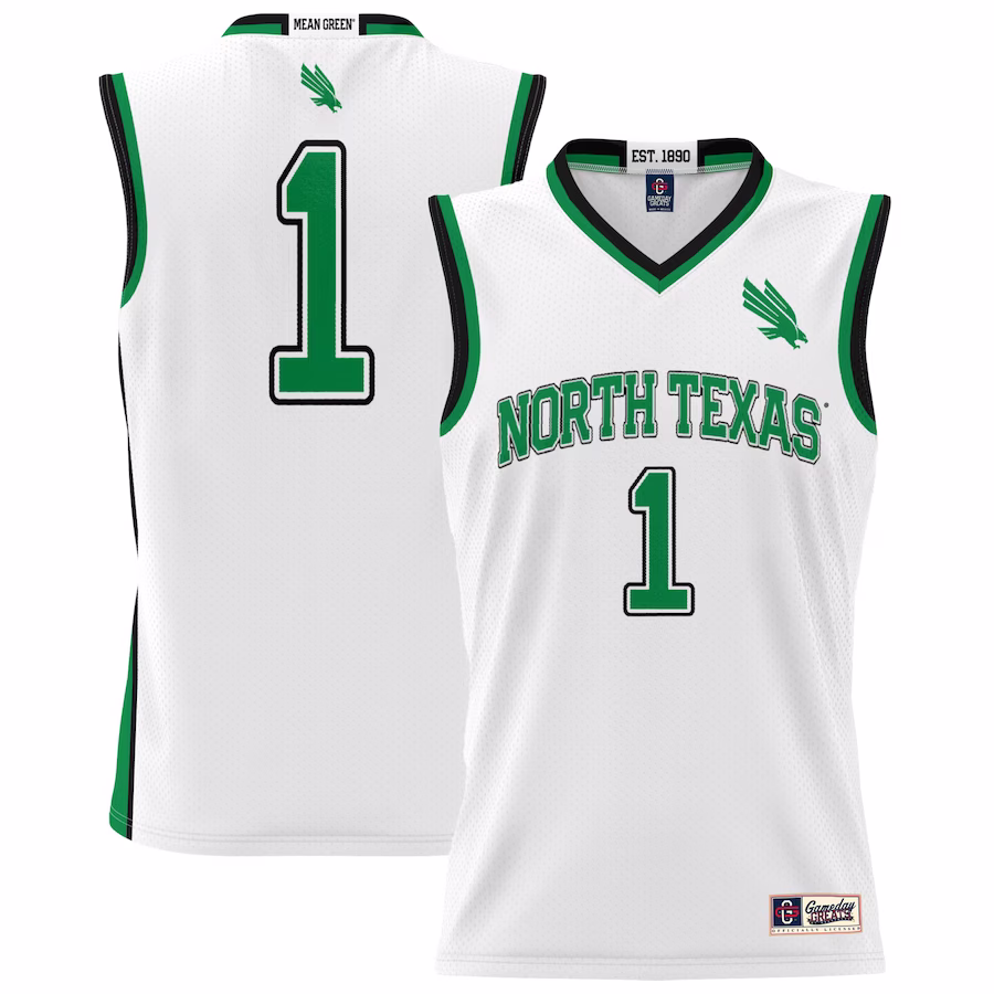 #1 North Texas Mean Green GameDay Greats Unisex Lightweight Basketball Jersey - White - Ujersey Shop