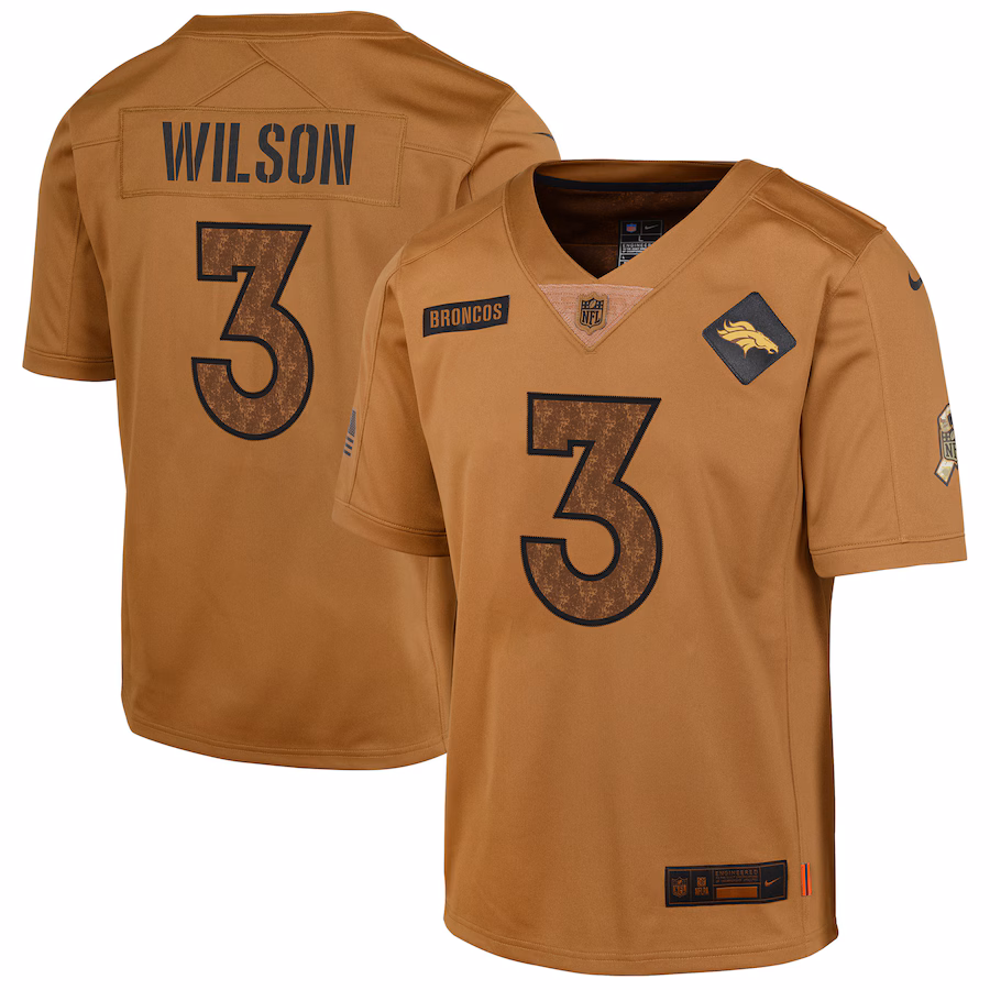 Men's Denver Broncos Russell Wilson Nike Brown Salute To Service Limited Jersey - Ujersey Shop