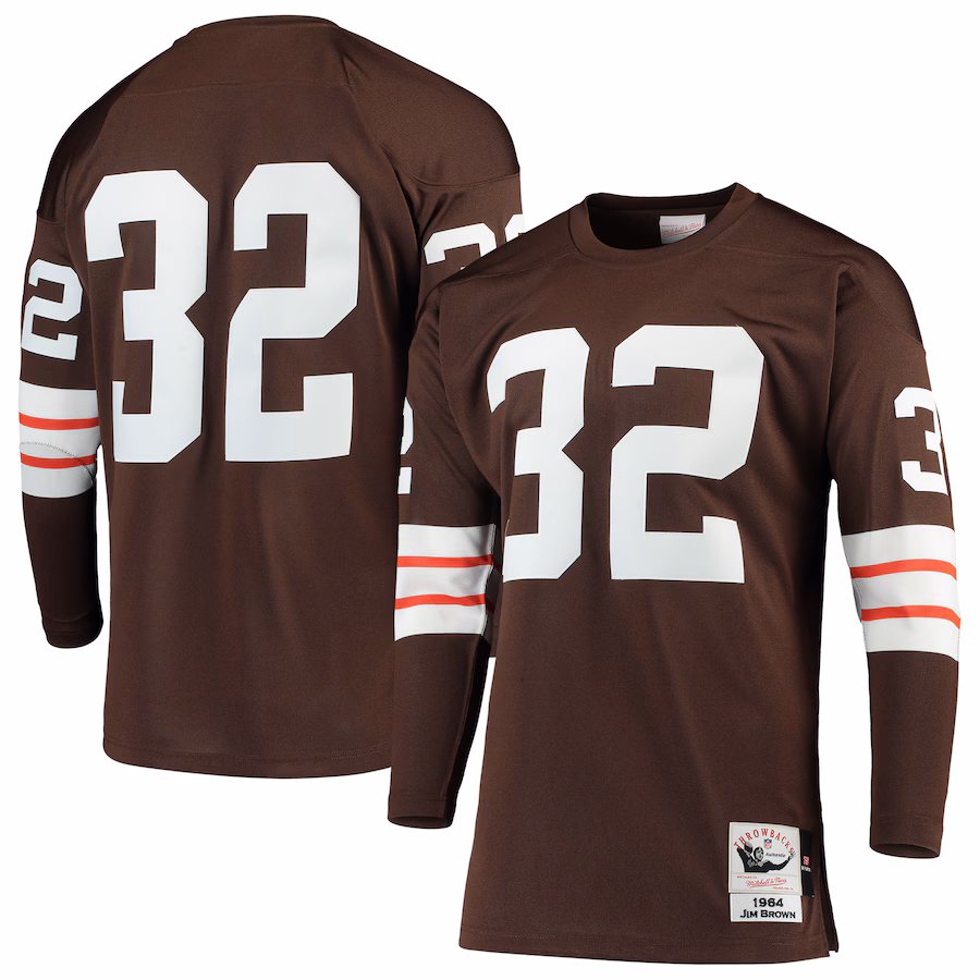 Men's Cleveland Browns 1964 Jim Brown Mitchell & Ness Brown Authentic Throwback Retired Player Jersey - Ujersey Shop