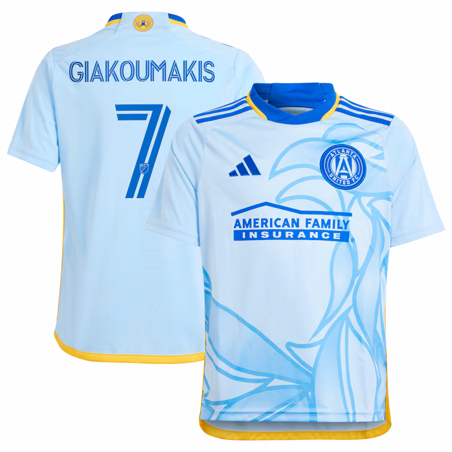 Youth Atlanta United FC Giorgos Giakoumakis adidas Light Blue 2024 The Resurgens Kit Replica Player Jersey - Ujersey Shop