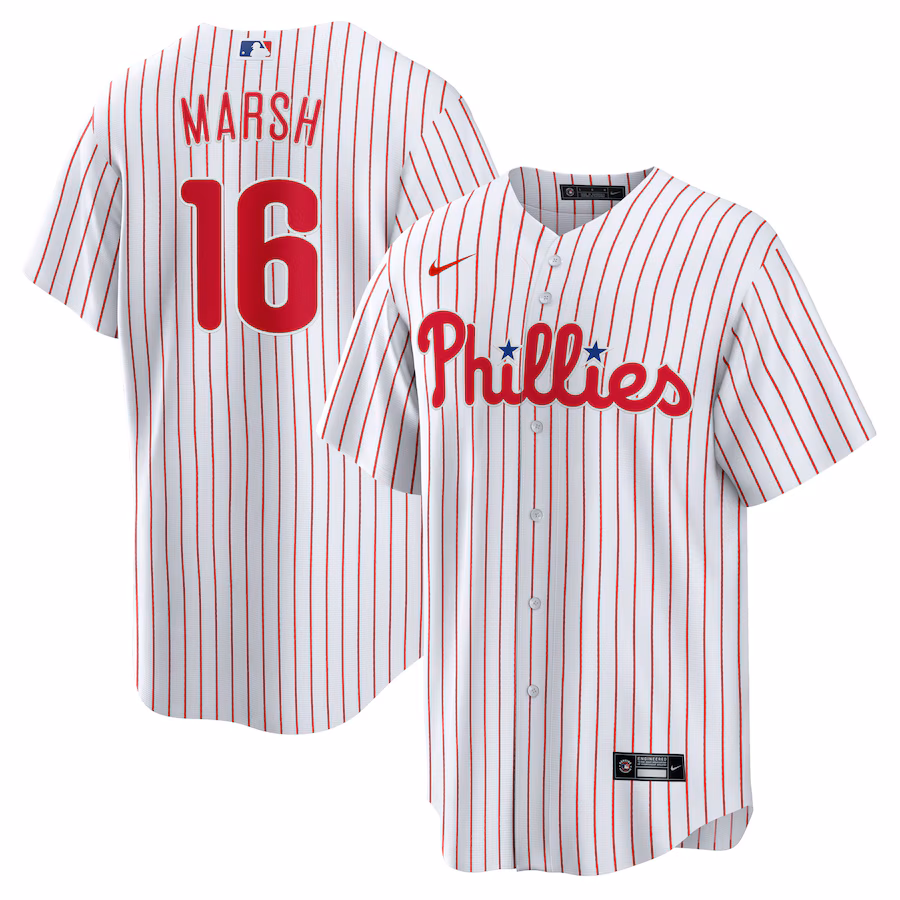Men's Philadelphia Phillies Brandon Marsh Nike White Replica Player Jersey - Ujersey Shop