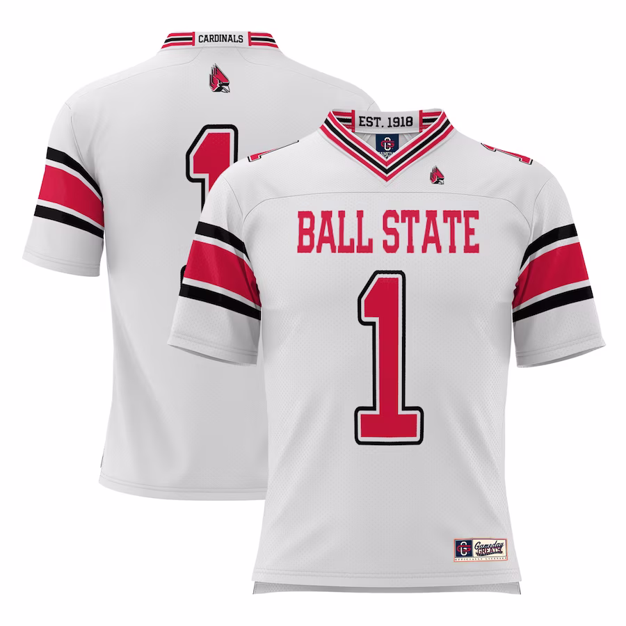 #1 Ball State Cardinals GameDay Greats Football Jersey - White - Ujersey Shop