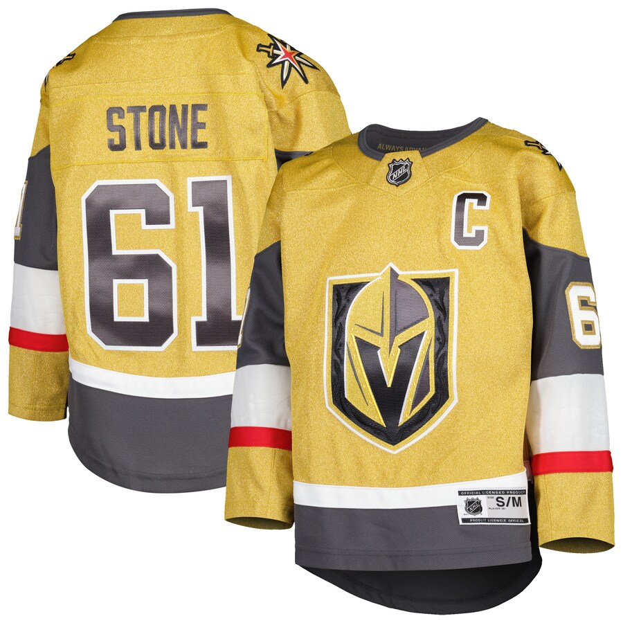 Youth Vegas Golden Knights Mark Stone Gold Home Captain Patch Premier Player Jersey - Ujersey Shop