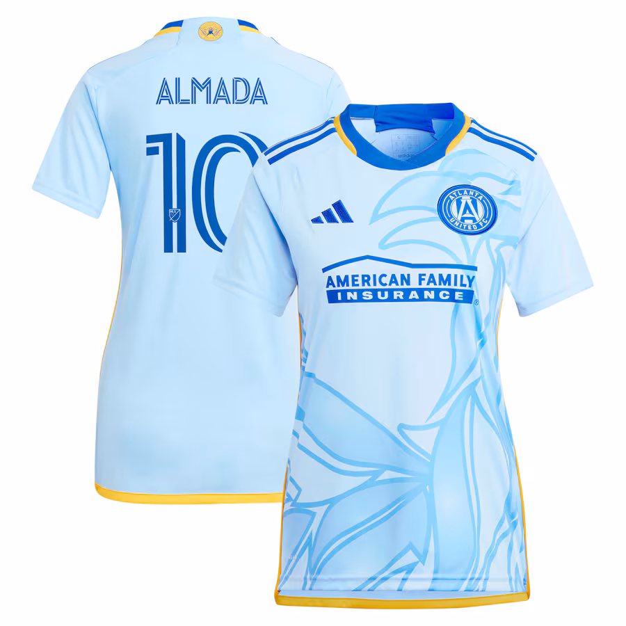 Women's Atlanta United FC Thiago Almada adidas Light Blue 2024 The Resurgens Kit Replica Player Jersey - Ujersey Shop