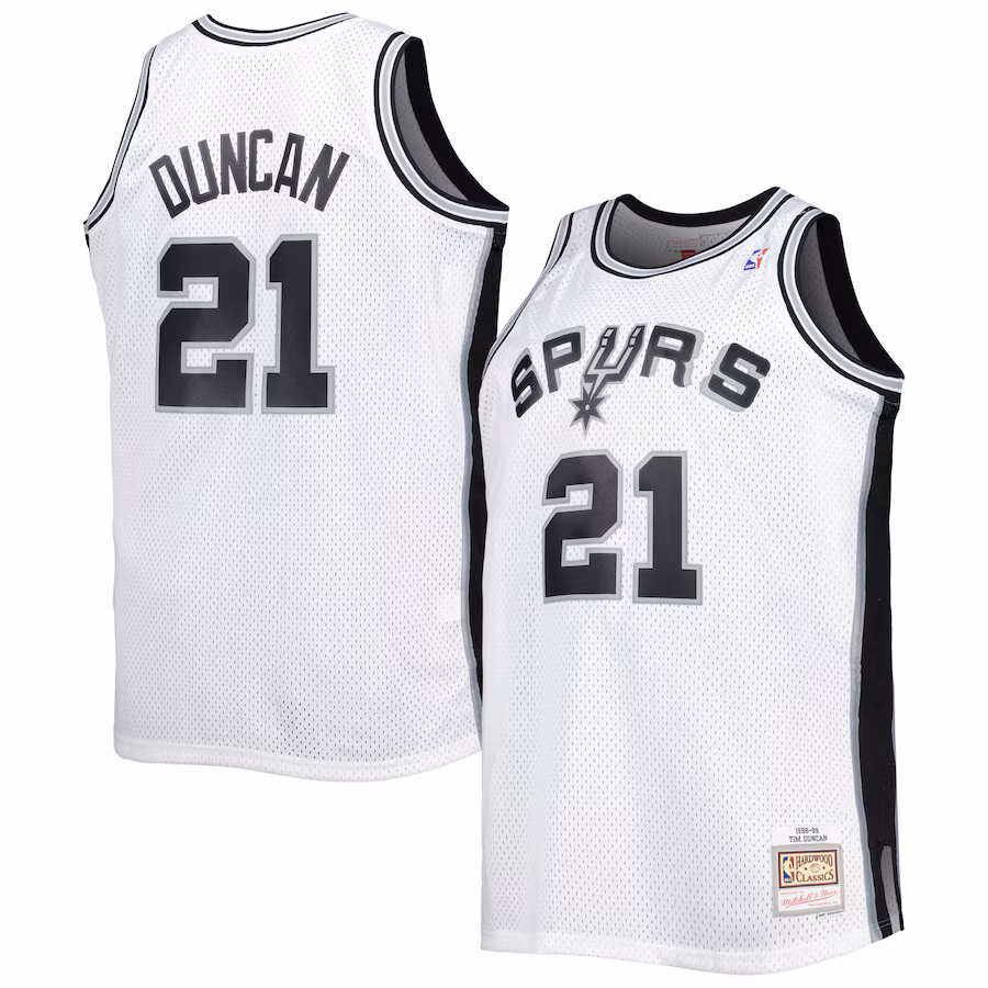 Men's San Antonio Spurs Tim Duncan Mitchell & Ness White Big & Tall Hardwood Classics 1998/99 Swingman Jersey - Ujersey Shop