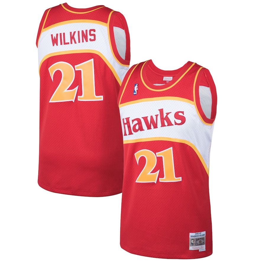 Men's Atlanta Hawks Dominique Wilkins Mitchell & Ness Red 1986/87 Hardwood Classics Swingman Jersey - Ujersey Shop