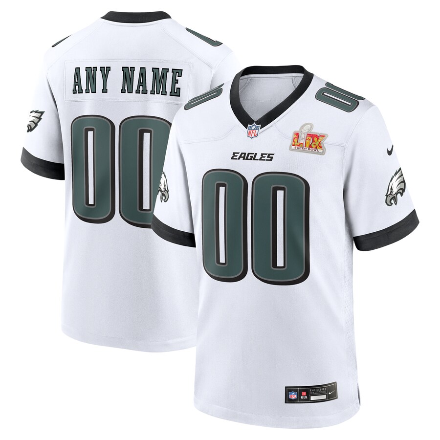 Men's Philadelphia Eagles Nike White Super Bowl LIX Custom Game Jersey - Ujersey Shop