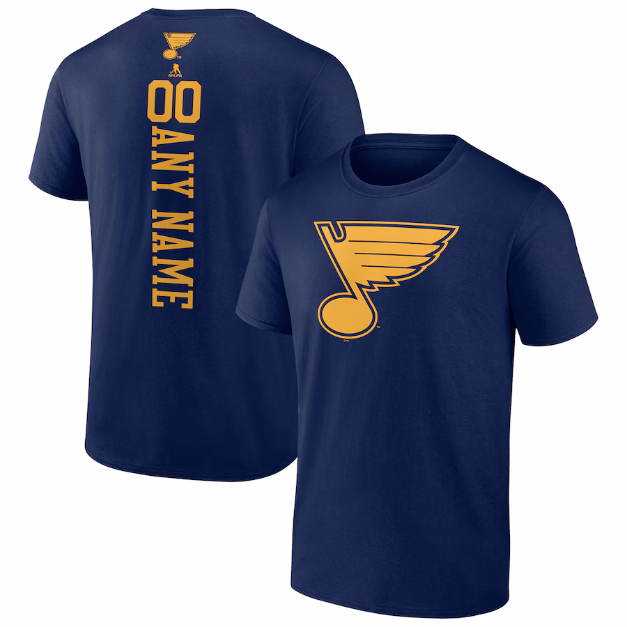 Men's St. Louis Blues Navy Personalized One Color T-Shirt - Ujersey Shop