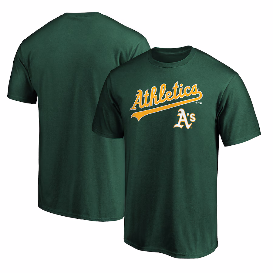 Men's Athletics Green Team Lock Up Wordmark T-Shirt - Ujersey Shop