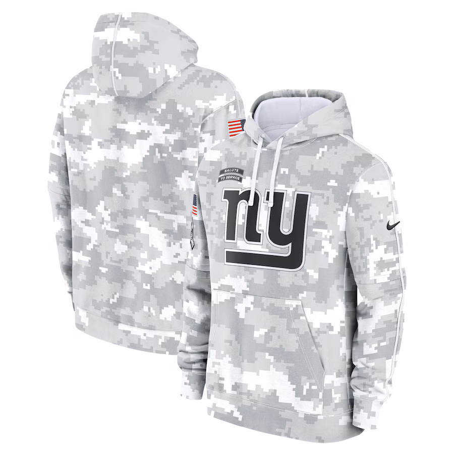 Men's New York Giants Nike Arctic Camo 2024 Salute to Service Club Fleece Pullover Hoodie - Ujersey Shop