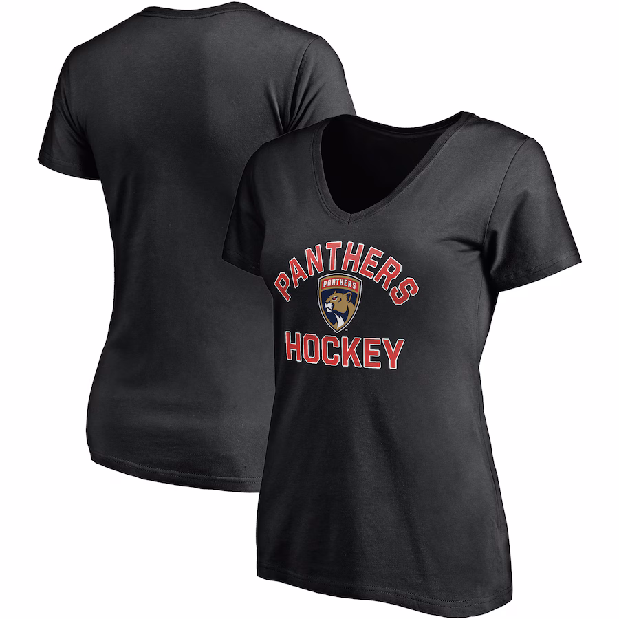 Women's Florida Panthers Fanatics Black Overtime V-Neck T-Shirt - Ujersey Shop