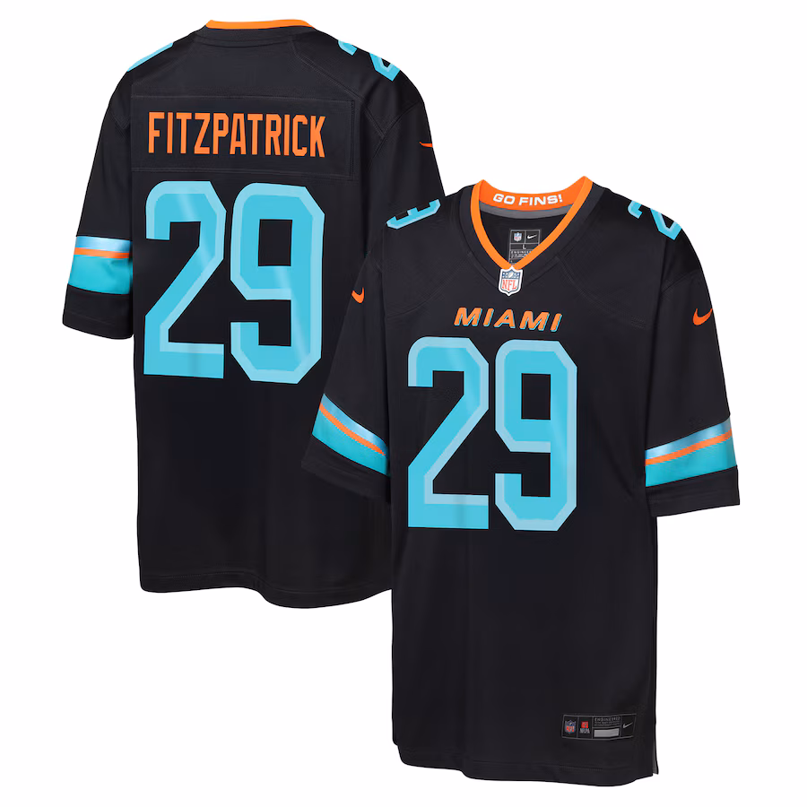 Youth Miami Dolphins Minkah Fitzpatrick Nike Pitch Blue 2025 Rivalries Collection Game Jersey - Ujersey Shop