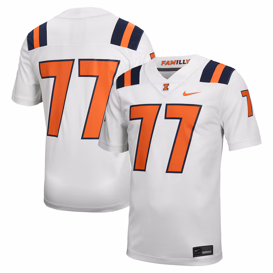 Men's Nike #77 White Illinois Fighting Illini Untouchable Football Jersey - Ujersey Shop