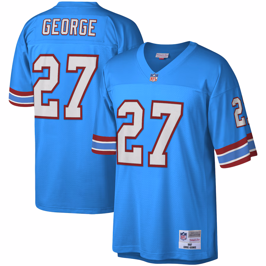 Men's Houston Oilers Eddie George Mitchell & Ness Light Blue Legacy Replica Jersey - Ujersey Shop