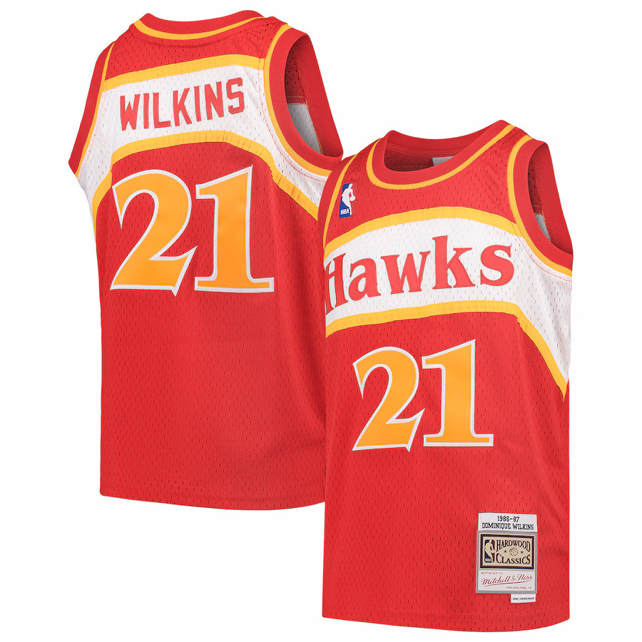 Youth Atlanta Hawks Dominique Wilkins Mitchell & Ness Red 1986/87 Hardwood Classics Swingman Throwback Jersey - Ujersey Shop
