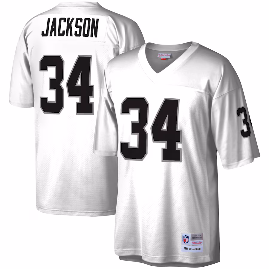 Men's Las Vegas Raiders Bo Jackson Mitchell & Ness White Legacy Replica Jersey - Ujersey Shop