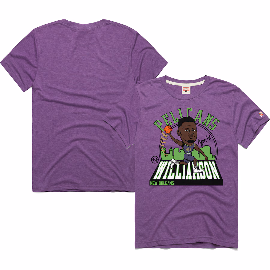 Unisex New Orleans Pelicans Zion Williamson Homage Purple 2024/25 City Edition Caricature Tri-Blend T-Shirt - Ujersey Shop