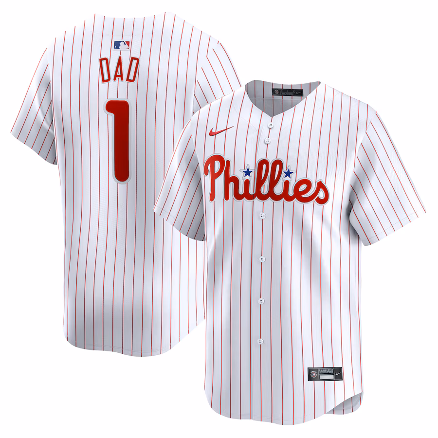 Men's Philadelphia Phillies Nike White #1 Dad Home Limited Jersey - Ujersey Shop