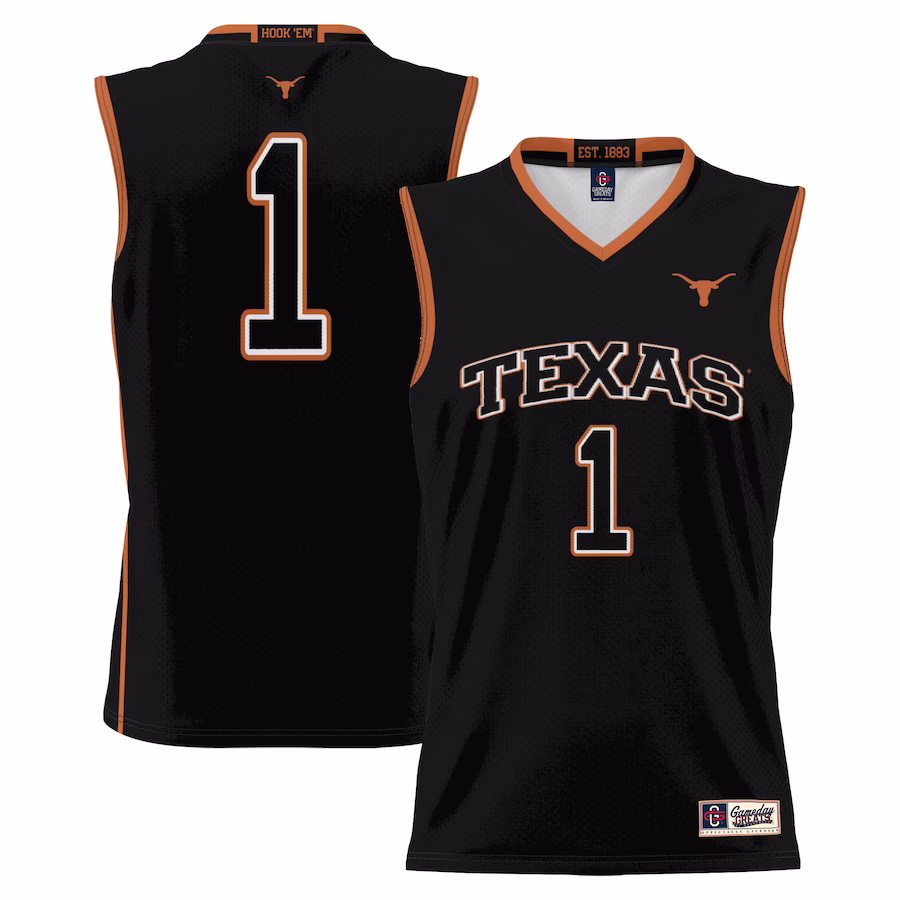 #1 Texas Longhorns GameDay Greats Youth Lightweight Replica Basketball Jersey - Black - Ujersey Shop