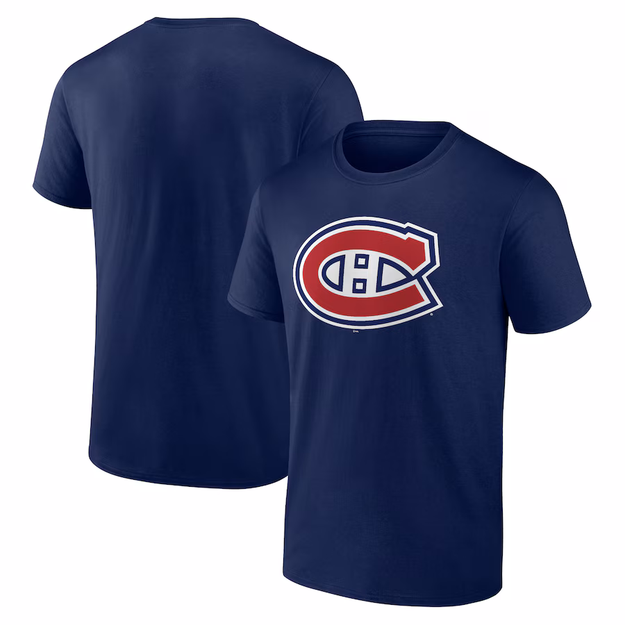 Men's Montreal Canadiens Navy Logo T-Shirt - Ujersey Shop