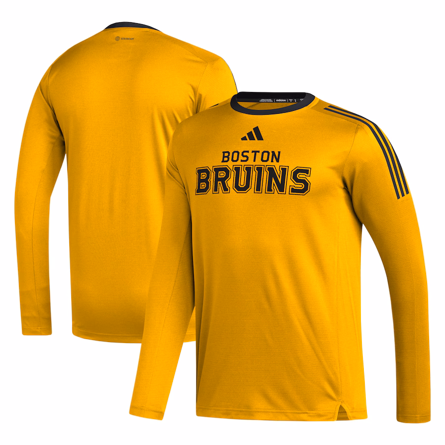Men's Boston Bruins adidas Gold AEROREADY® Long Sleeve T-Shirt - Ujersey Shop