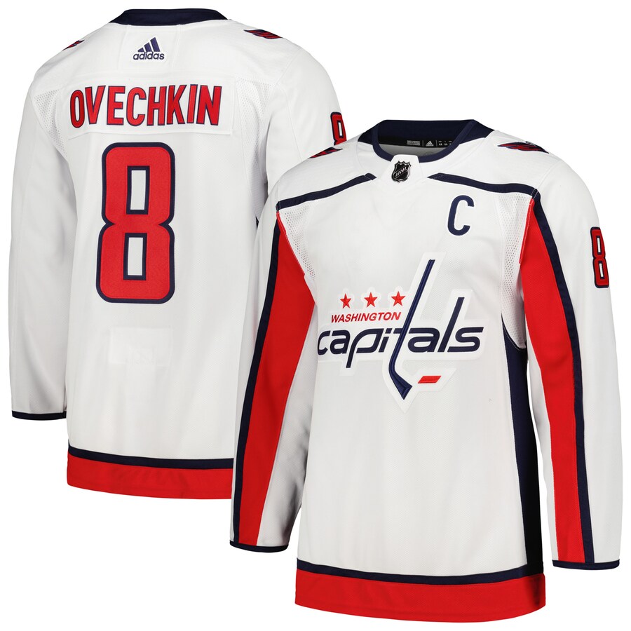 Men's Washington Capitals Alexander Ovechkin adidas White Away Captain Primegreen Authentic Player Jersey - Ujersey Shop