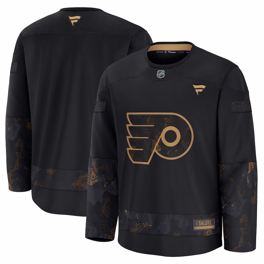 Men's Philadelphia Flyers Fanatics Black 2024 Military Appreciation Practice Jersey - Ujersey Shop