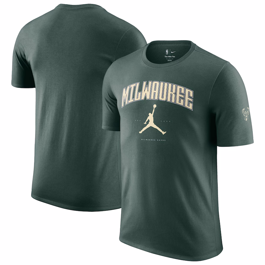 Unisex Milwaukee Bucks Jordan Brand Hunter Green Essential Cities T-Shirt - Ujersey Shop