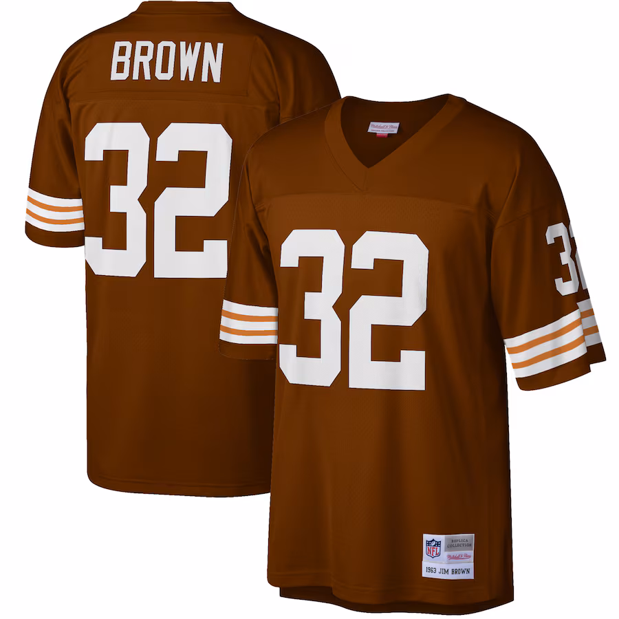 Men's Cleveland Browns Jim Brown Mitchell & Ness Brown Big & Tall 1963 Retired Player Replica Jersey - Ujersey Shop